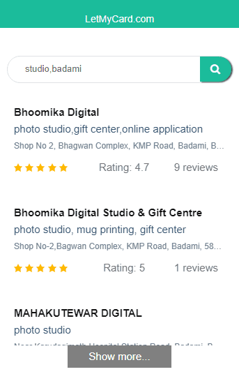 Digital Visting search result